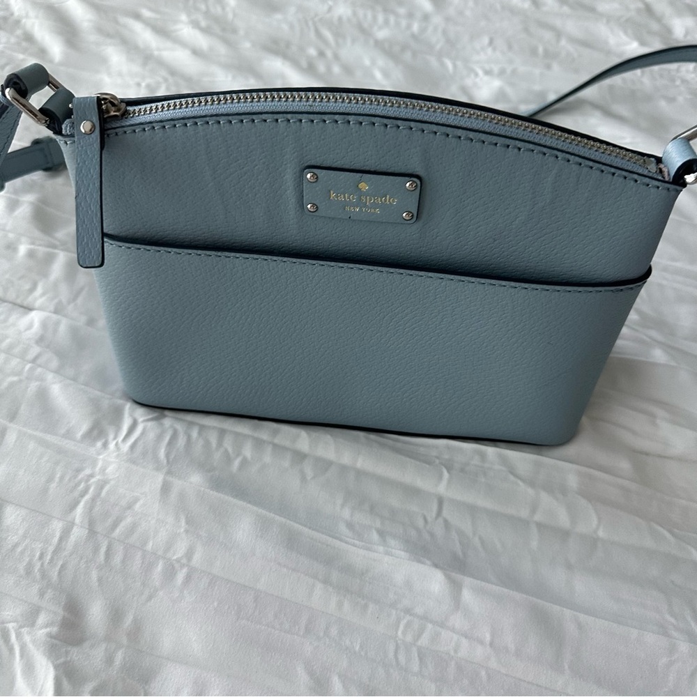 Kate Spade Light Blue Crossbody Bag with Front Pocket - Like New